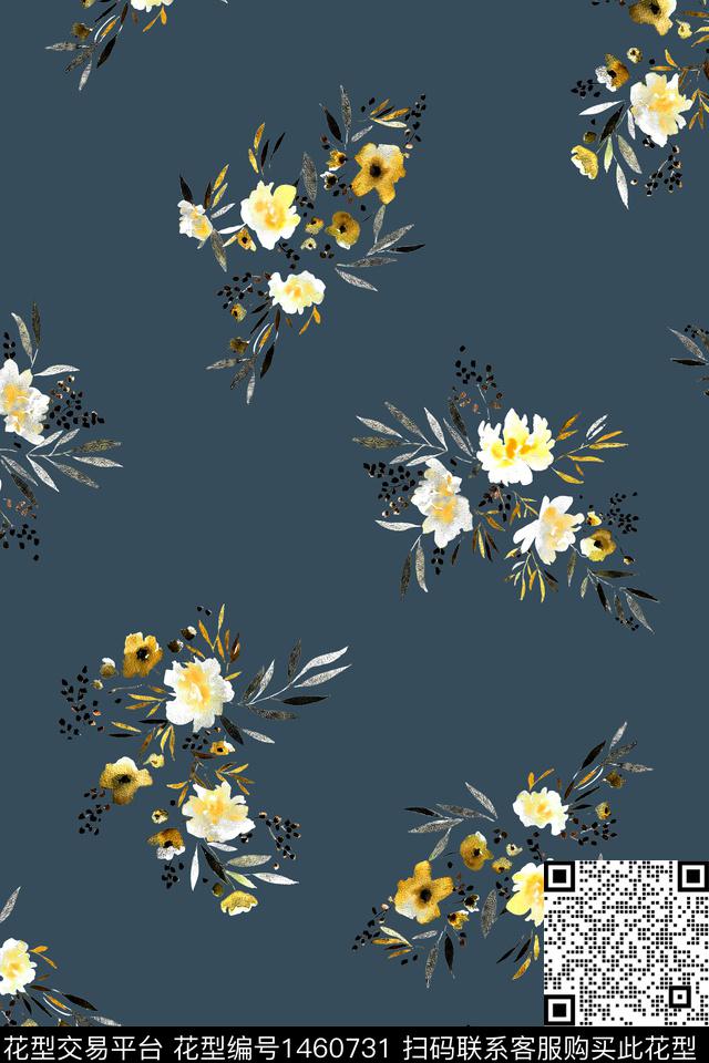 清爽底花卉花卉大牌风数码印花华亿平台下载（图片编号: 1460731） - 瓦栏（Walan）