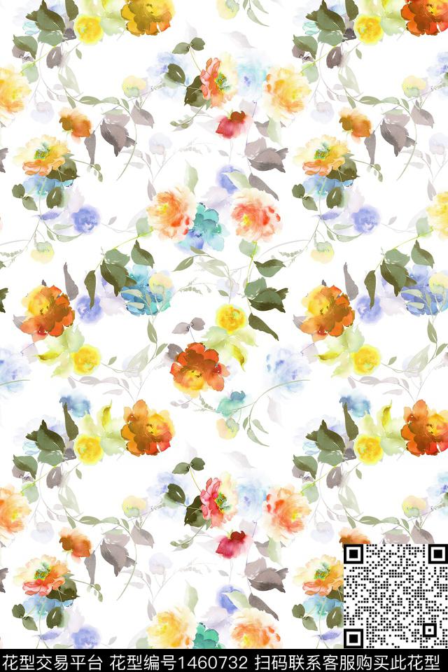 清爽底花卉花卉大牌风数码印花华亿平台下载（图片编号: 1460732） - 瓦栏（Walan）