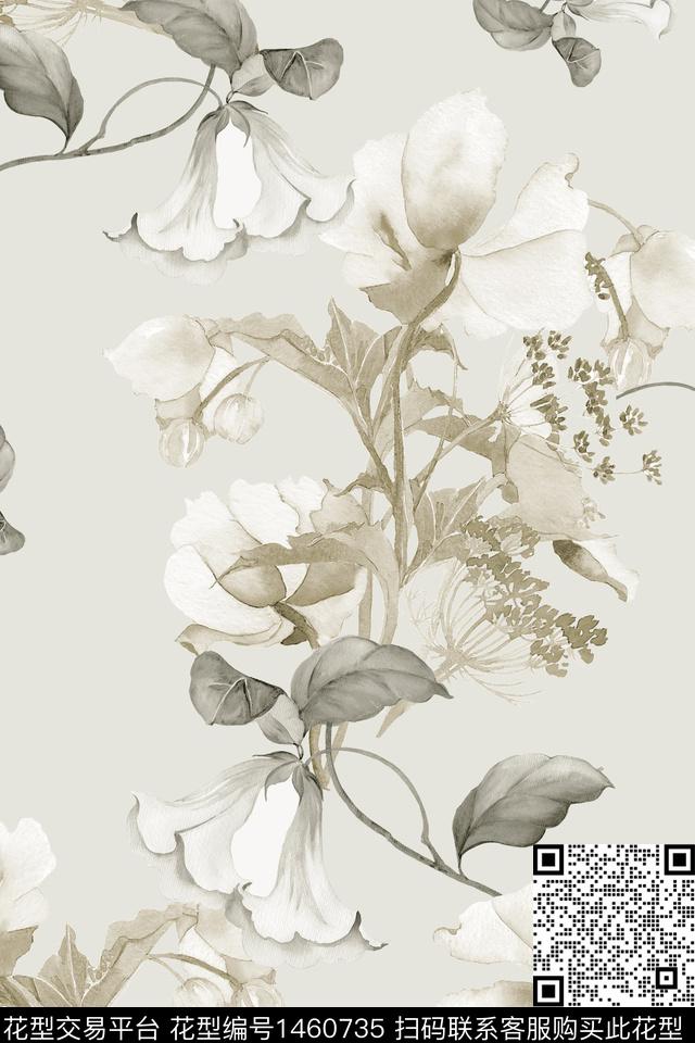 清爽底花卉花卉大牌风数码印花华亿平台下载（图片编号: 1460735） - 瓦栏（Walan）