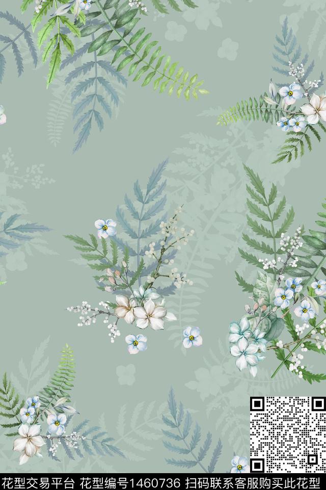 清爽底花卉花卉大牌风数码印花华亿平台下载（图片编号: 1460736） - 瓦栏（Walan）
