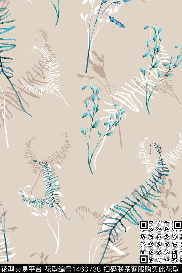 清爽底花卉花卉大牌风数码印花华亿平台下载（图片编号: 1460738） - 瓦栏（Walan）