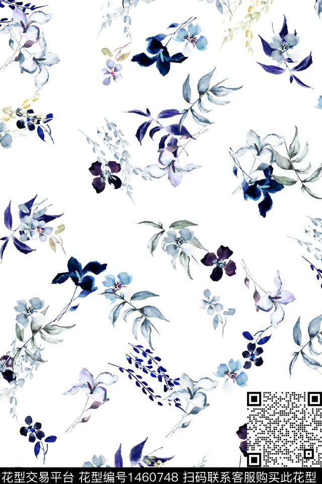 水彩绿植树叶大牌风数码印花华亿平台下载（图片编号: 1460748） - 瓦栏（Walan）