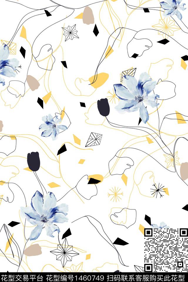 几何大牌风小清新传统印花华亿平台下载（图片编号: 1460749） - 瓦栏（Walan）