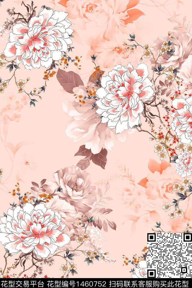 绿植树叶水墨风迪拜花卉数码印花华亿平台下载（图片编号: 1460752） - 瓦栏（Walan）