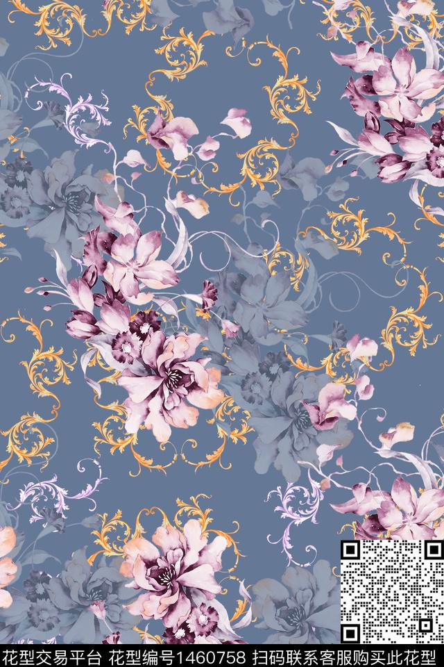 绿植树叶迪拜花卉大牌风数码印花华亿平台下载（图片编号: 1460758） - 瓦栏（Walan）