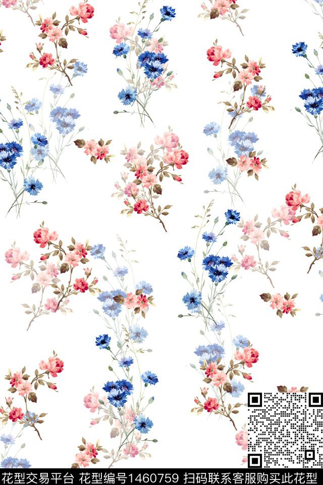 水彩绿植树叶大牌风数码印花华亿平台下载（图片编号: 1460759） - 瓦栏（Walan）