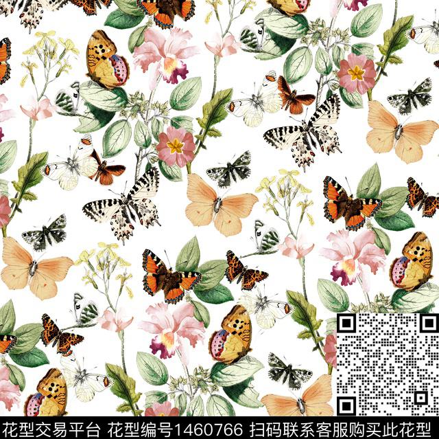 花卉蝴蝶向日葵大牌风数码印花华亿平台下载（图片编号: 1460766） - 瓦栏（Walan）