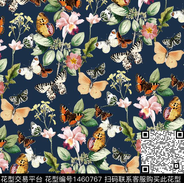 花卉蝴蝶向日葵大牌风数码印花华亿平台下载（图片编号: 1460767） - 瓦栏（Walan）