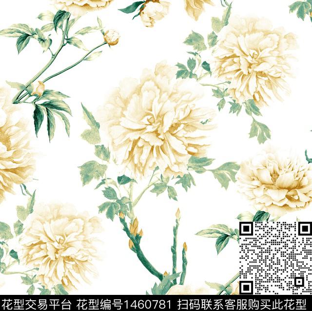 向日葵大牌风牡丹数码印花华亿平台下载（图片编号: 1460781） - 瓦栏（Walan）