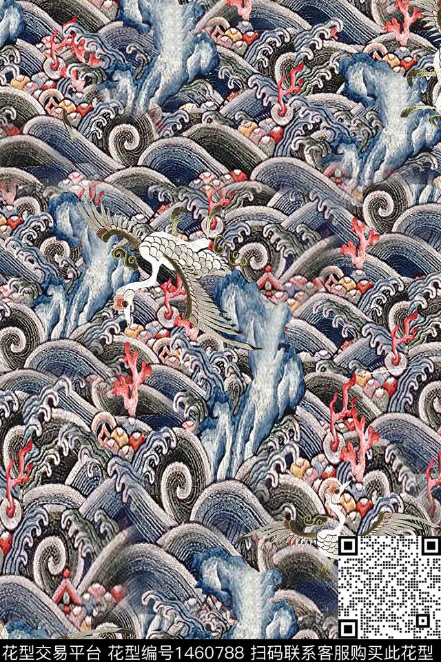 时尚真丝中国风数码印花华亿平台下载（图片编号: 1460788） - 瓦栏（Walan）