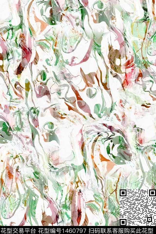 时尚抽象真丝数码印花华亿平台下载（图片编号: 1460797） - 瓦栏（Walan）