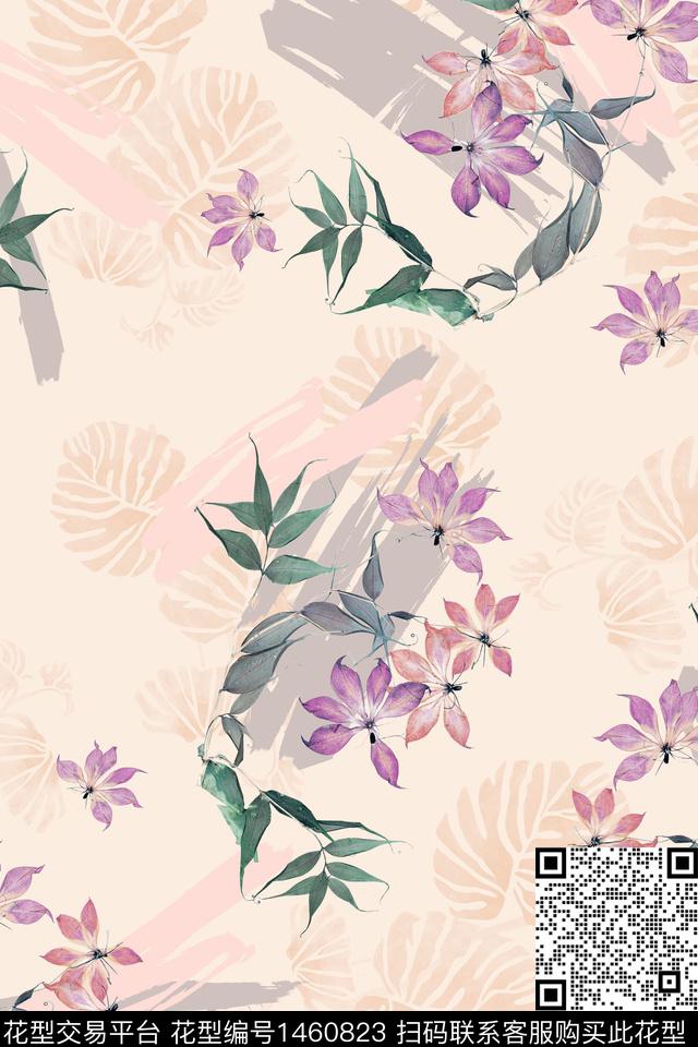 趋势华亿平台简约花卉数码印花华亿平台下载（图片编号: 1460823） - 瓦栏（Walan）
