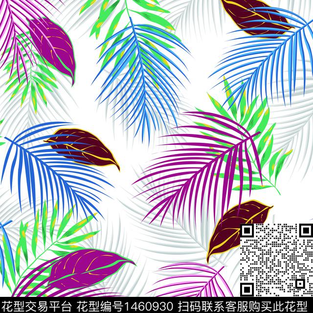 绿植树叶花卉大牌风数码印花华亿平台下载（图片编号: 1460930） - 瓦栏（Walan）