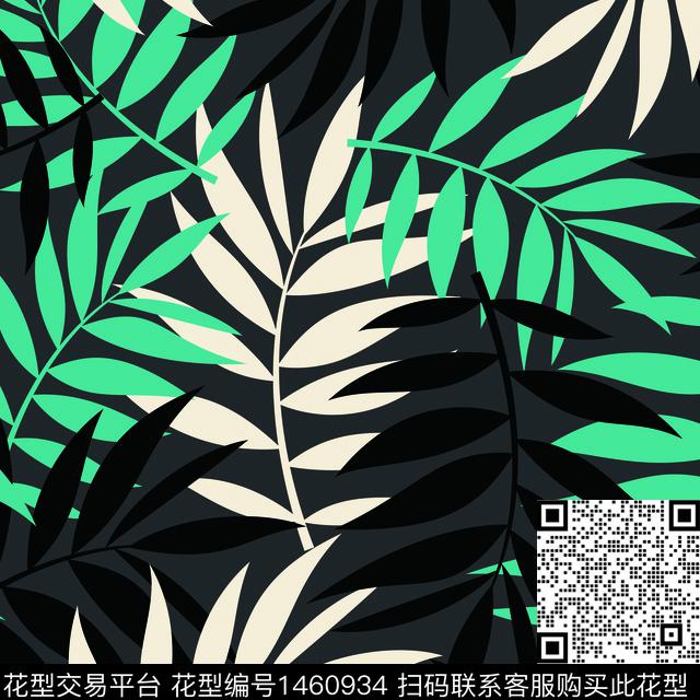 绿植树叶花卉大牌风数码印花华亿平台下载（图片编号: 1460934） - 瓦栏（Walan）