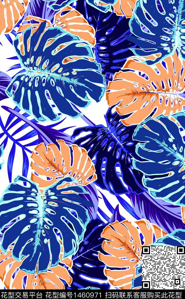绿植树叶花卉大牌风数码印花华亿平台下载（图片编号: 1460971） - 瓦栏（Walan）