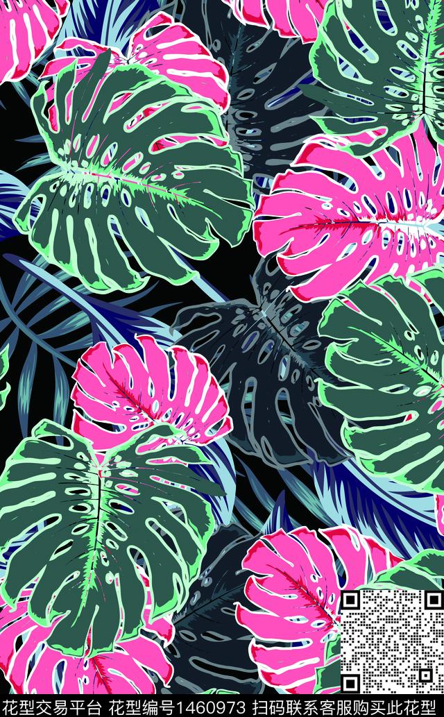 绿植树叶花卉大牌风数码印花华亿平台下载（图片编号: 1460973） - 瓦栏（Walan）