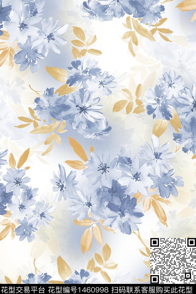 水彩绿植树叶肌理数码印花华亿平台下载（图片编号: 1460998） - 瓦栏（Walan）