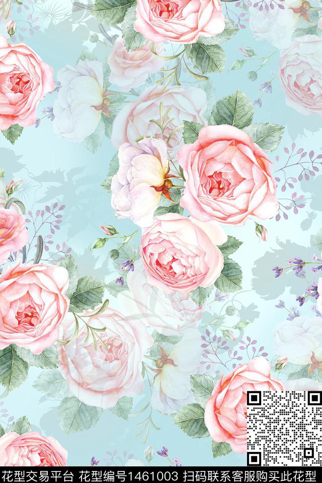 花卉小清新真丝数码印花华亿平台下载（图片编号: 1461003） - 瓦栏（Walan）