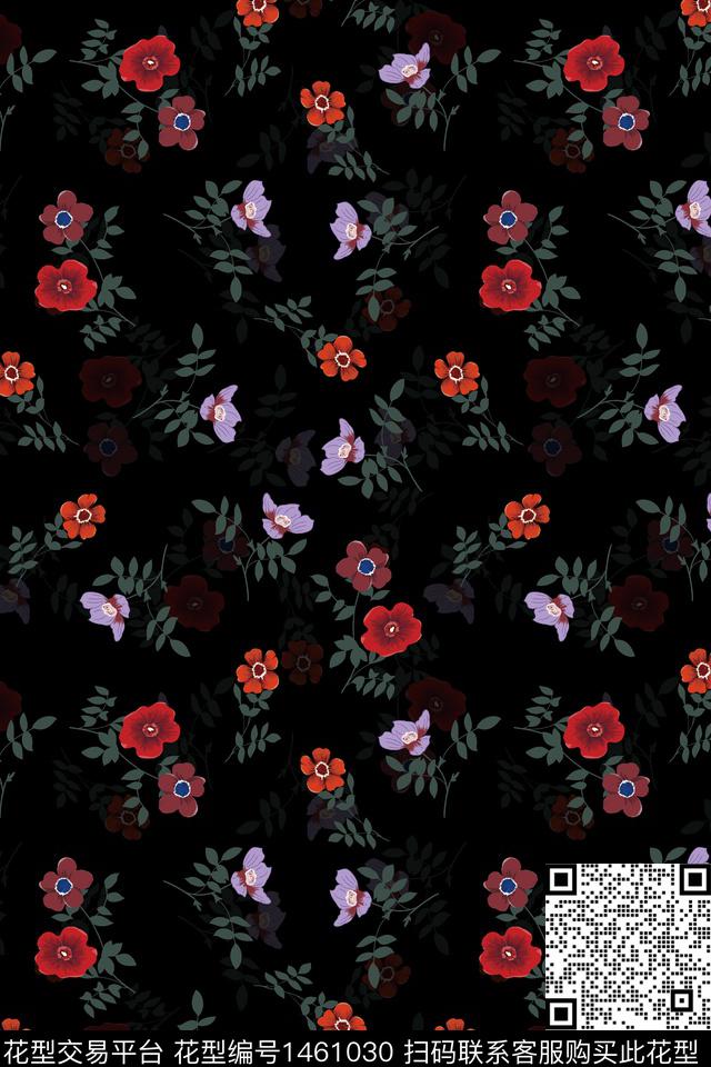 清爽底花卉花卉大牌风数码印花华亿平台下载（图片编号: 1461030） - 瓦栏（Walan）