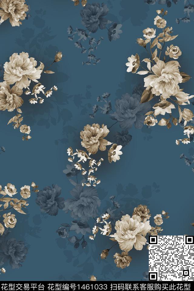 清爽底花卉花卉大牌风数码印花华亿平台下载（图片编号: 1461033） - 瓦栏（Walan）