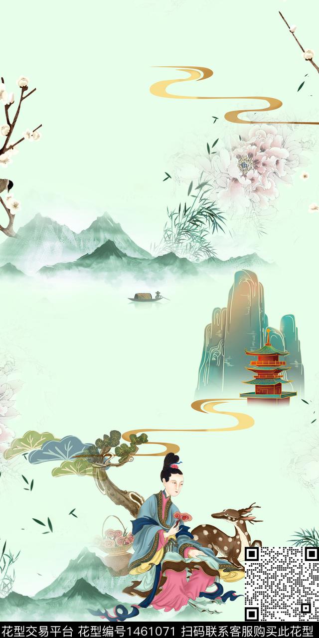 时尚旗袍中国风数码印花华亿平台下载（图片编号: 1461071） - 瓦栏（Walan）