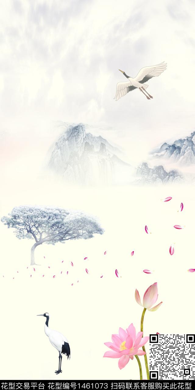 定位花大牌风中国风数码印花华亿平台下载（图片编号: 1461073） - 瓦栏（Walan）