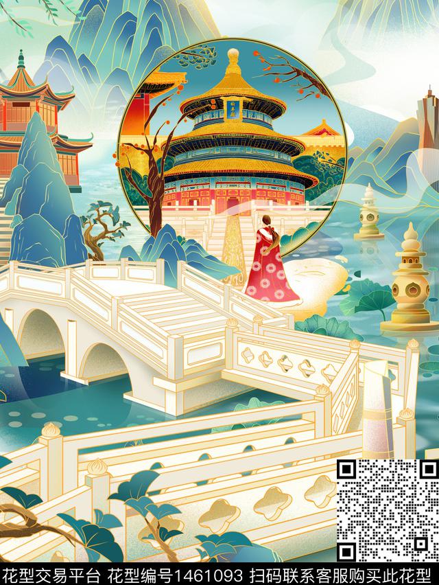 定位花时尚国潮数码印花华亿平台下载（图片编号: 1461093） - 瓦栏（Walan）