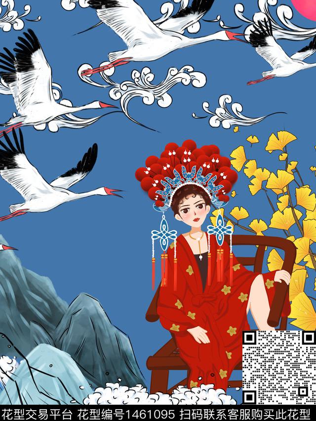 定位花时尚国潮数码印花华亿平台下载（图片编号: 1461095） - 瓦栏（Walan）