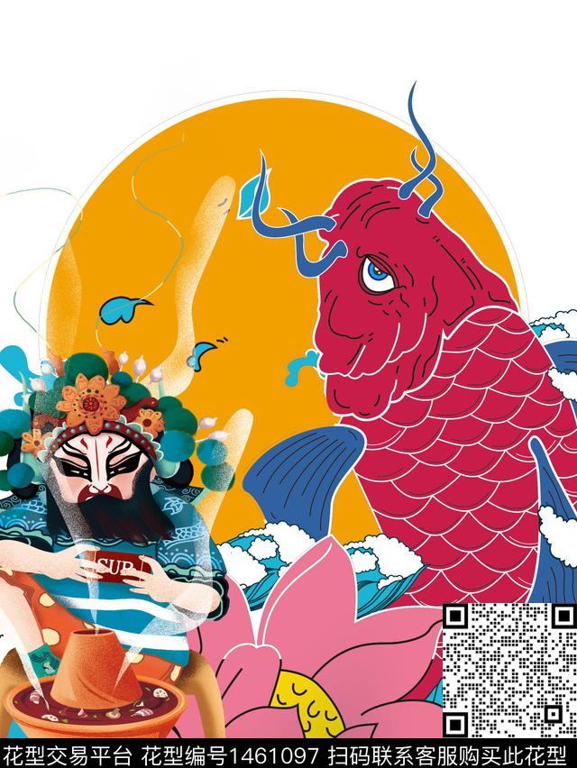 定位花时尚国潮数码印花华亿平台下载（图片编号: 1461097） - 瓦栏（Walan）