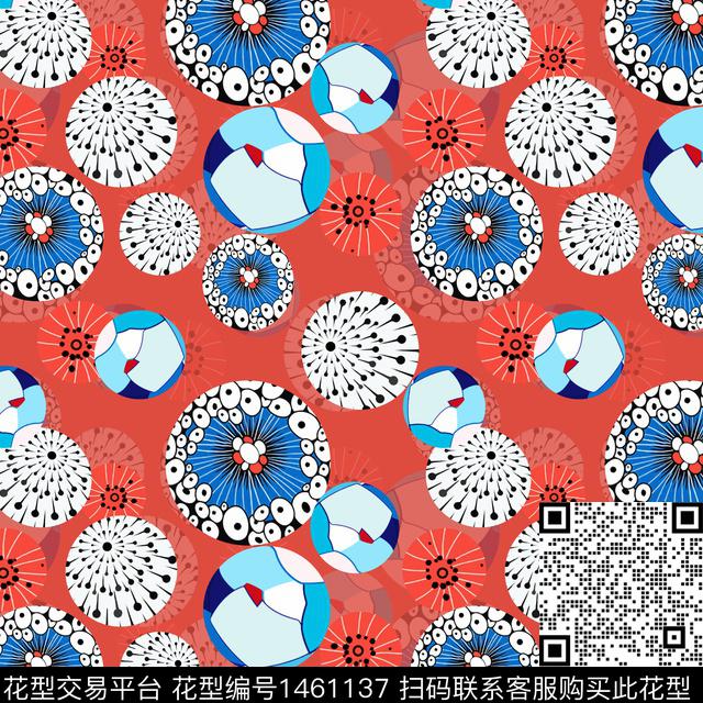 几何圆形圆圈与波点传统印花华亿平台下载（图片编号: 1461137） - 瓦栏（Walan）