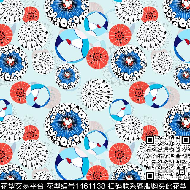 几何圆形圆圈与波点传统印花华亿平台下载（图片编号: 1461138） - 瓦栏（Walan）