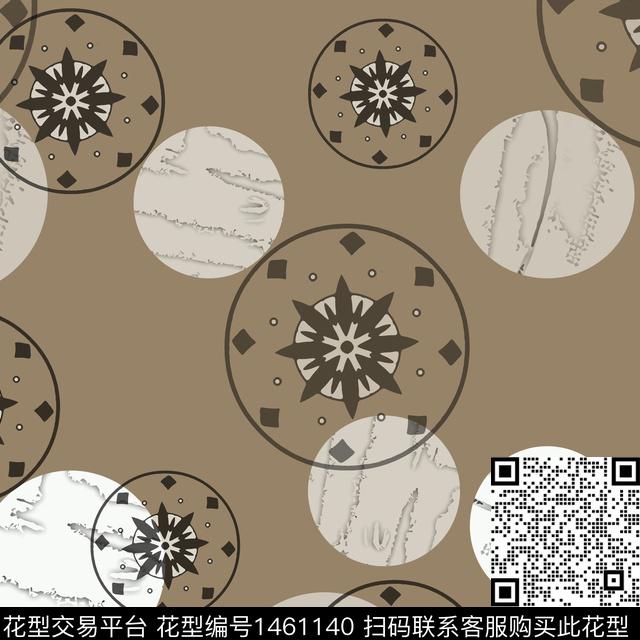 几何圆形圆圈与波点传统印花华亿平台下载（图片编号: 1461140） - 瓦栏（Walan）