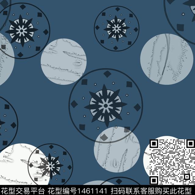 几何圆形圆圈与波点传统印花华亿平台下载（图片编号: 1461141） - 瓦栏（Walan）
