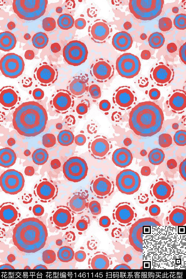 圆形圆圈与波点渐变色彩数码印花华亿平台下载（图片编号: 1461145） - 瓦栏（Walan）