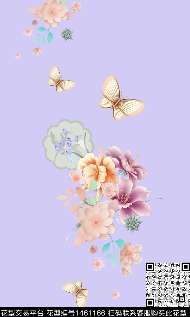女装花卉中国风定位花数码印花华亿平台下载（图片编号: 1461166） - 瓦栏（Walan）