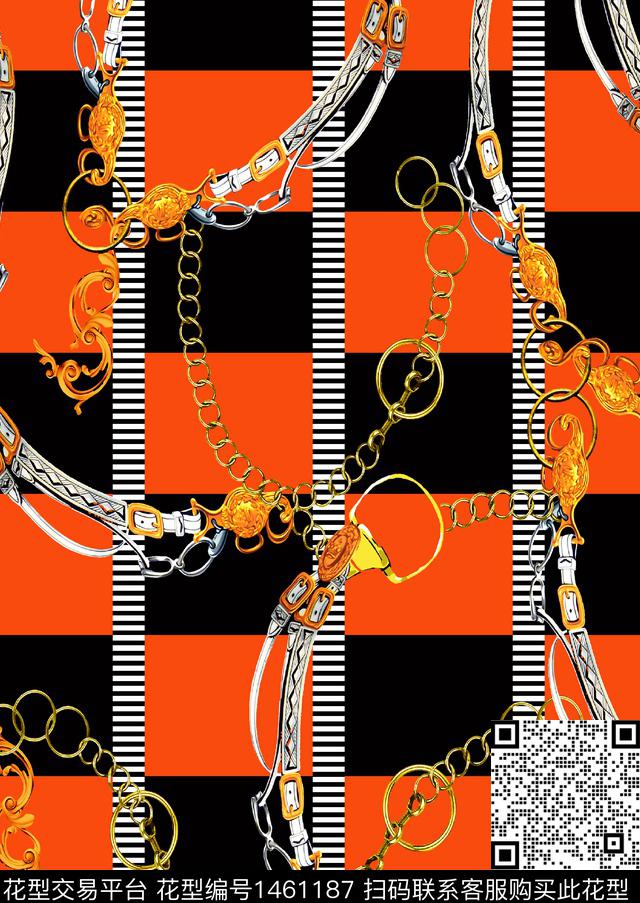 链条金属花纹欧洲数码印花华亿平台下载（图片编号: 1461187） - 瓦栏（Walan）