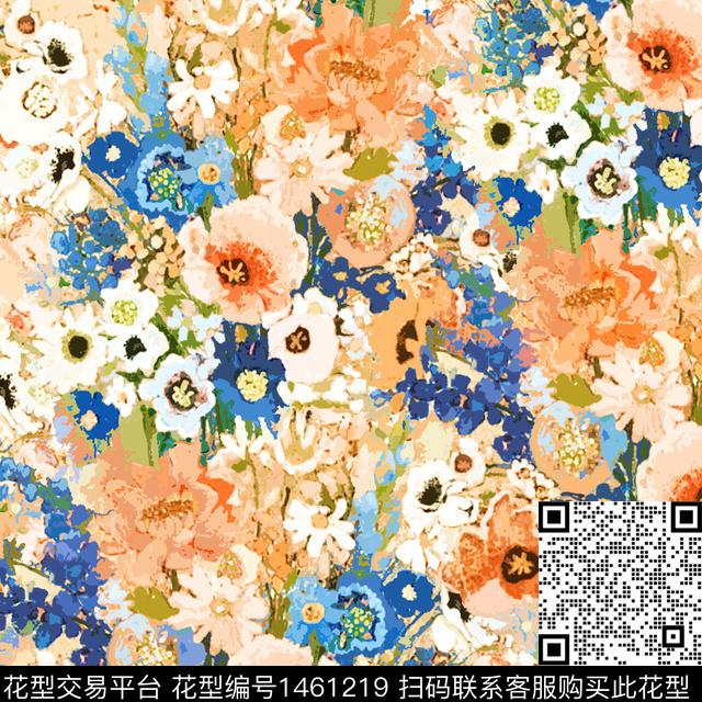 虞美人手绘大花审数码印花华亿平台下载（图片编号: 1461219） - 瓦栏（Walan）