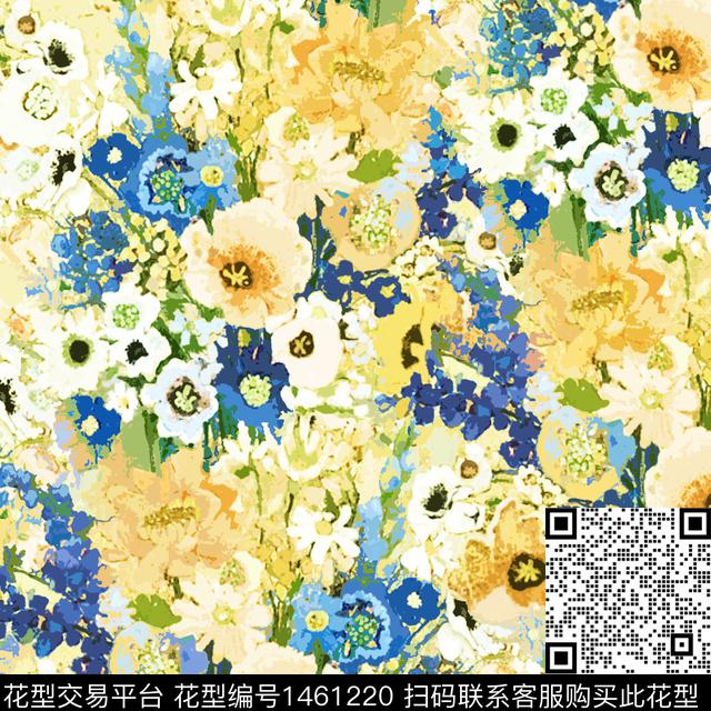 虞美人郁金香手绘大花数码印花华亿平台下载（图片编号: 1461220） - 瓦栏（Walan）