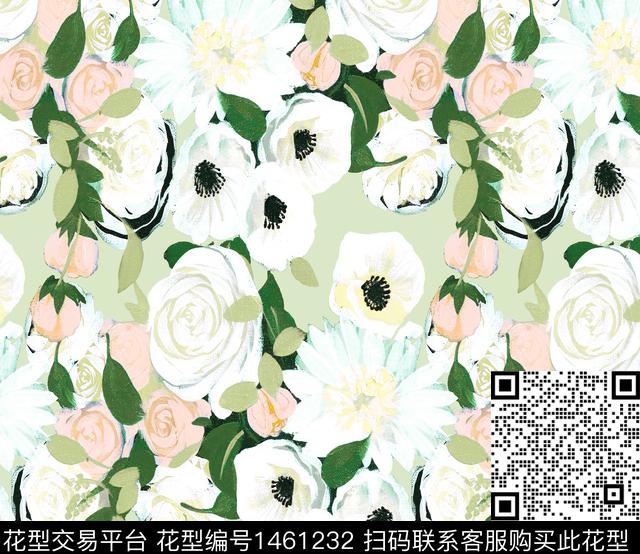 虞美人手绘大花审数码印花华亿平台下载（图片编号: 1461232） - 瓦栏（Walan）