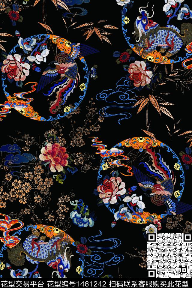 数码华亿平台香云纱中国风数码印花华亿平台下载（图片编号: 1461242） - 瓦栏（Walan）