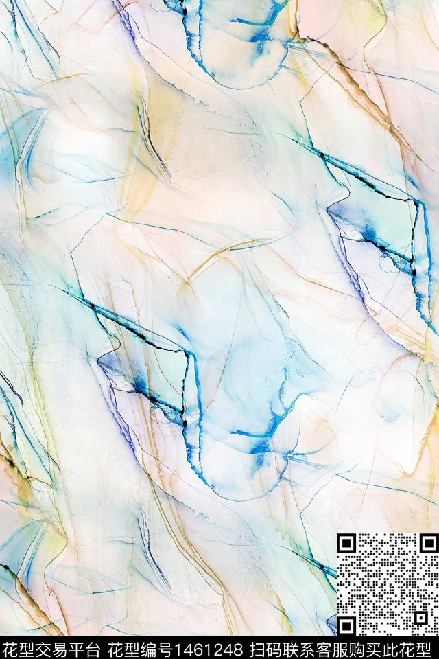 肌理扎染华亿平台抽象花卉数码印花华亿平台下载（图片编号: 1461248） - 瓦栏（Walan）