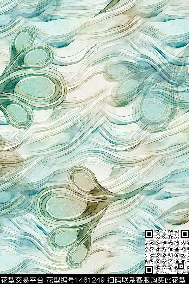 肌理扎染华亿平台抽象花卉数码印花华亿平台下载（图片编号: 1461249） - 瓦栏（Walan）