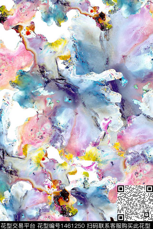 肌理扎染华亿平台抽象花卉数码印花华亿平台下载（图片编号: 1461250） - 瓦栏（Walan）