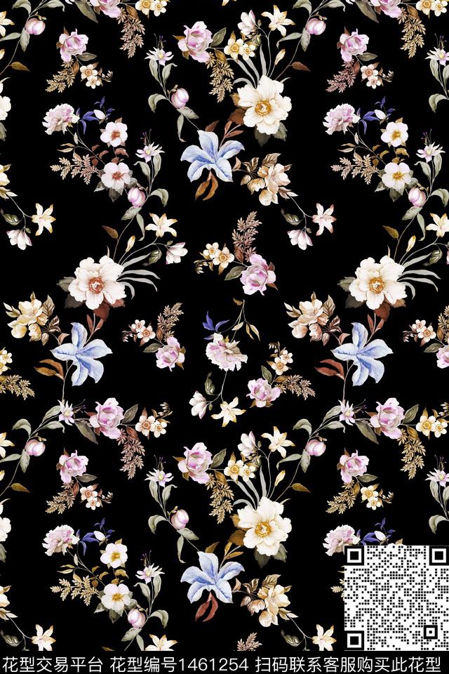 清爽底花卉花卉小清新数码印花华亿平台下载（图片编号: 1461254） - 瓦栏（Walan）
