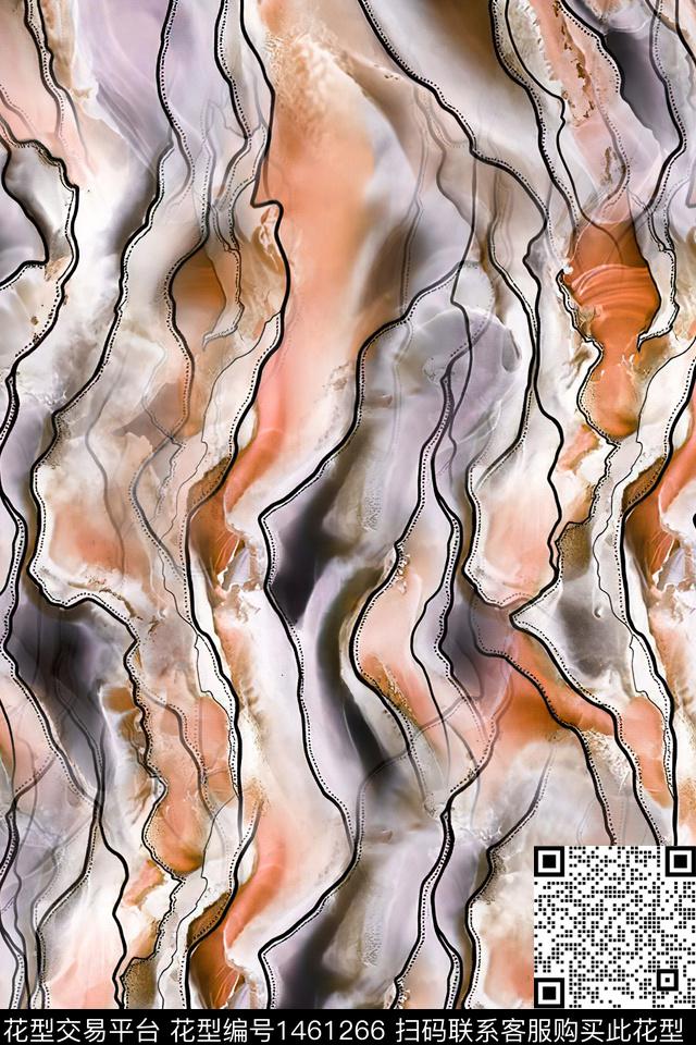 肌理抽象花卉大牌风数码印花华亿平台下载（图片编号: 1461266） - 瓦栏（Walan）
