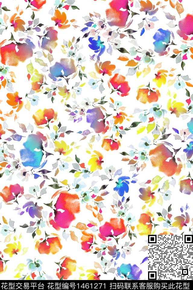 绿植树叶清爽底花卉花卉数码印花华亿平台下载（图片编号: 1461271） - 瓦栏（Walan）