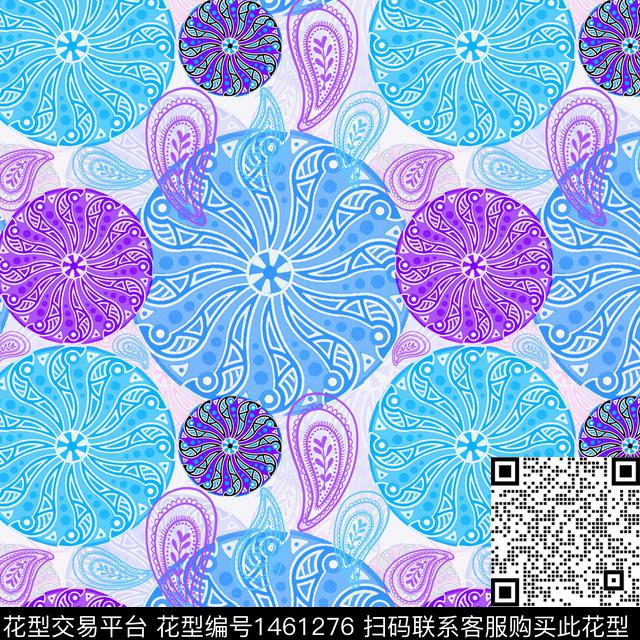 几何圆形佩斯利图案传统印花华亿平台下载（图片编号: 1461276） - 瓦栏（Walan）