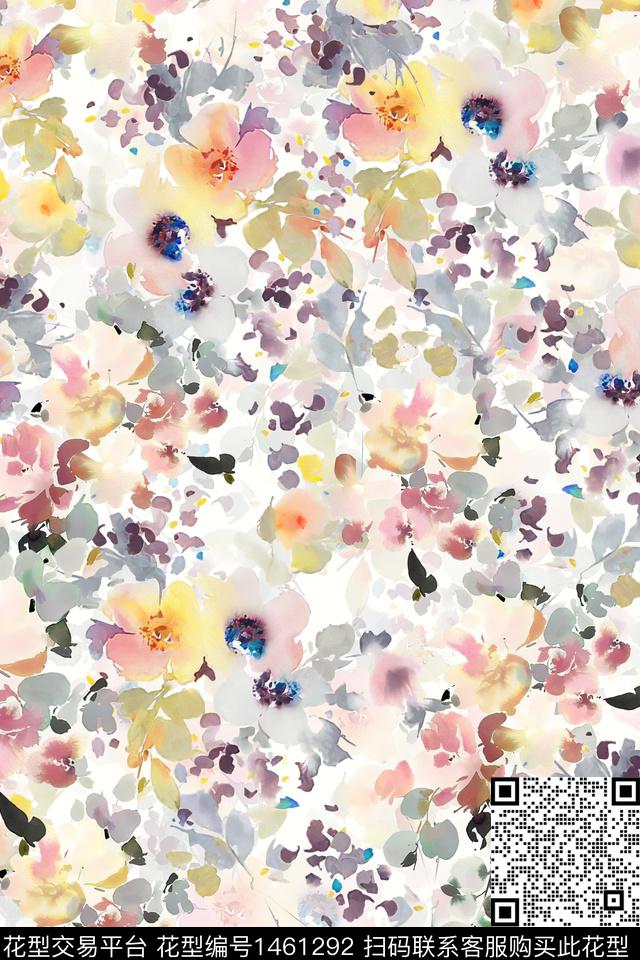 花卉小清新真丝数码印花华亿平台下载（图片编号: 1461292） - 瓦栏（Walan）
