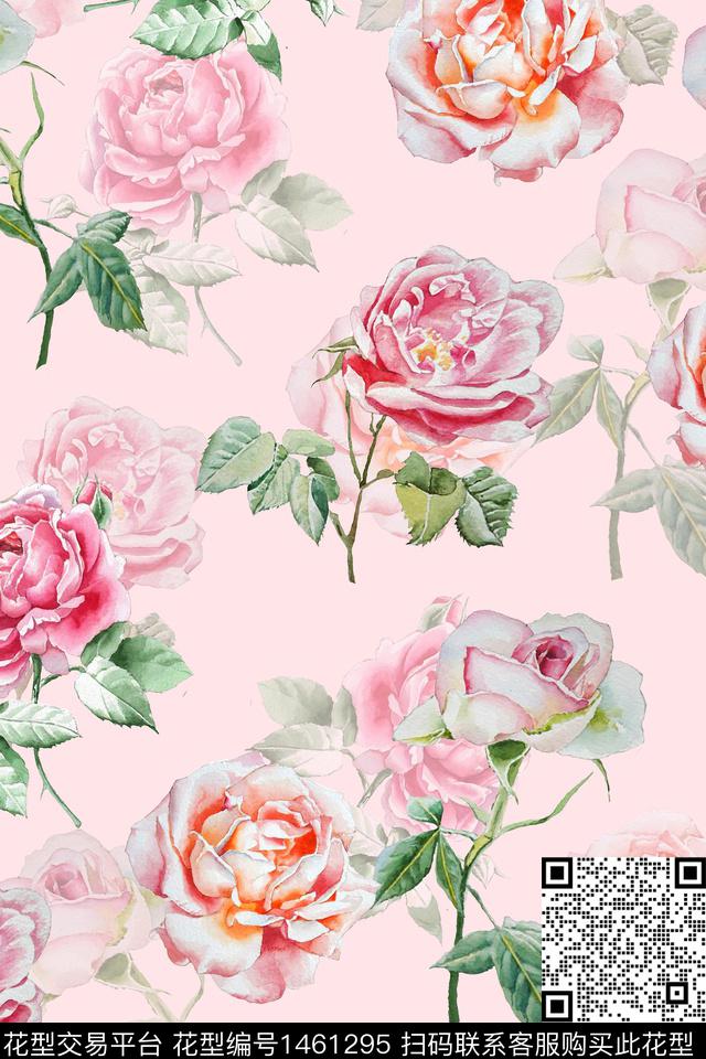花卉小清新真丝数码印花华亿平台下载（图片编号: 1461295） - 瓦栏（Walan）