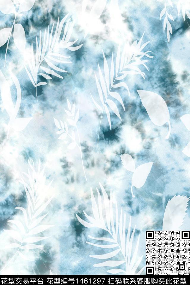 小清新真丝扎染华亿平台数码印花华亿平台下载（图片编号: 1461297） - 瓦栏（Walan）